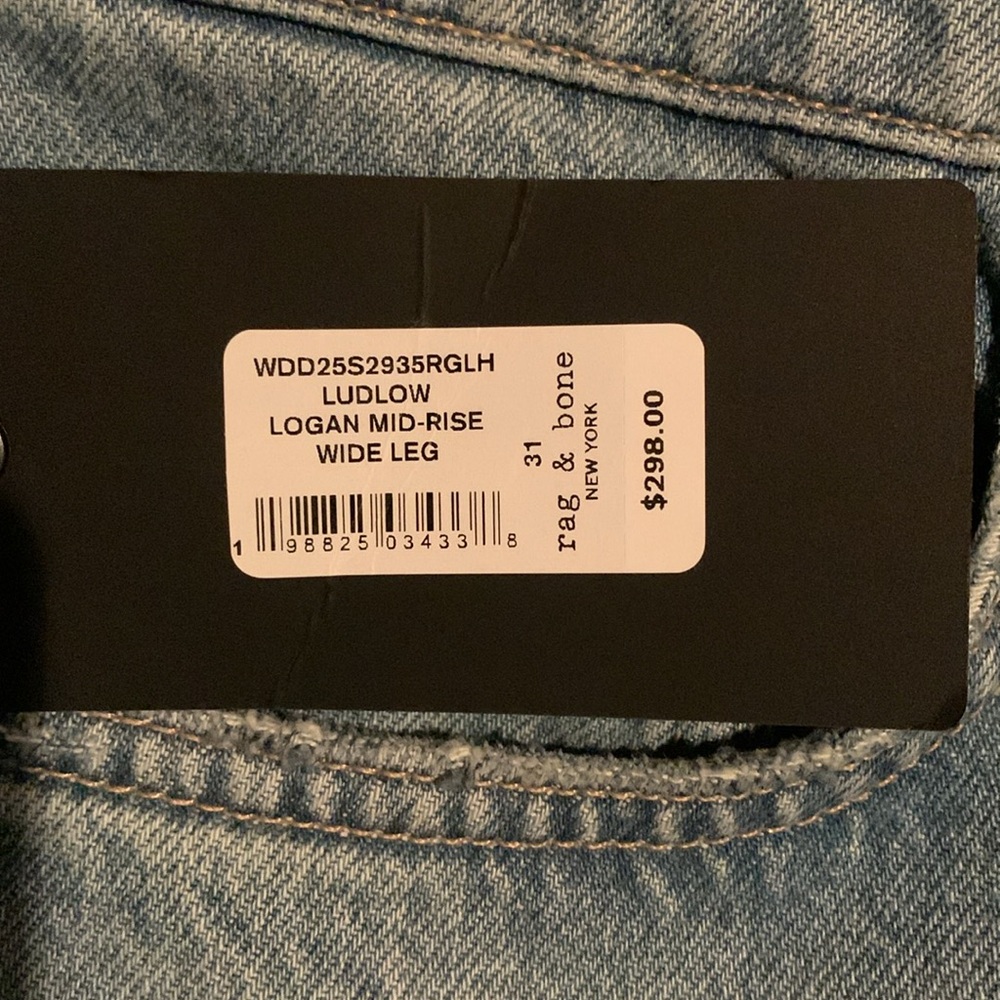 rag & bone Logan Distressed Mid Rise Wide
Leg Jeans Color: Ludlow size 30&31 - Picture 13 of 13
